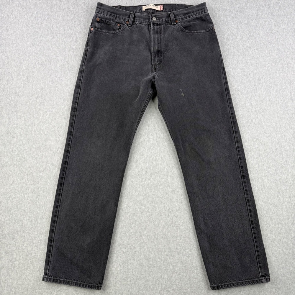 Vintage‎ Levis Jeans Mens 38x34 (Fits 37x32) Black 505 Straight Faded Denim